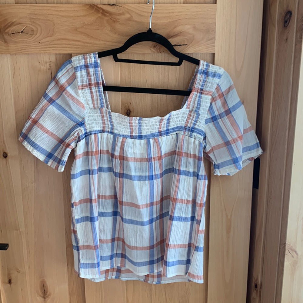 Ruched plaid top